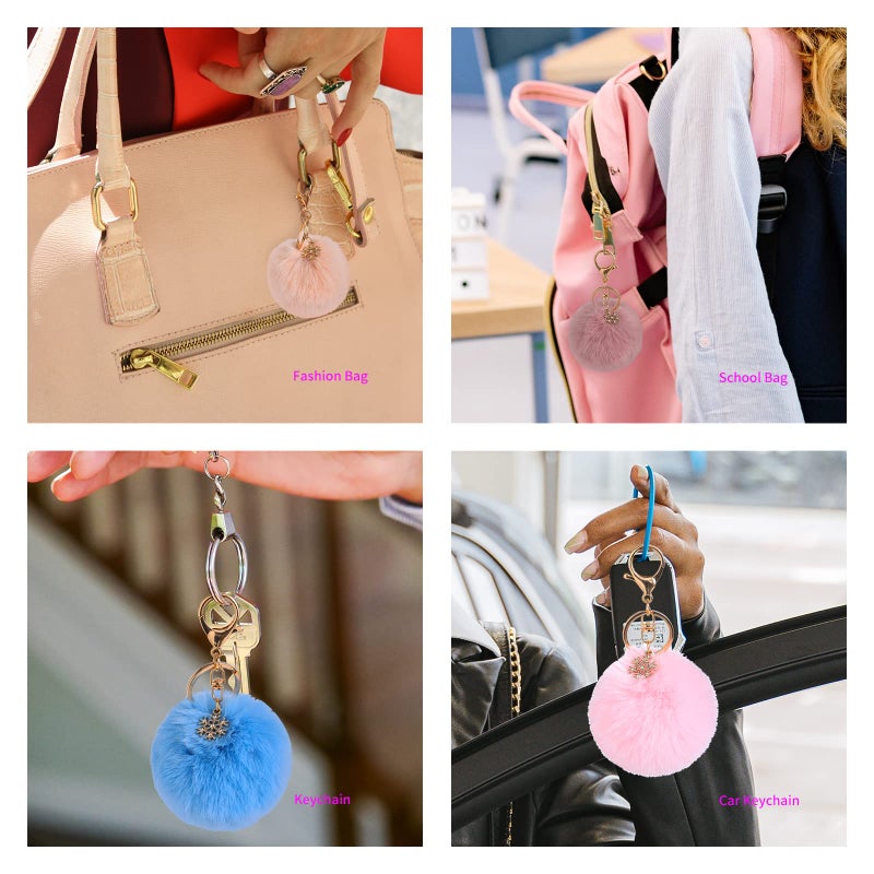 Kinglighten Pom Pom Keychain Artificial Fur Ball Keychain Fluffy Accessories Car Bag Charm (black) - Image 4